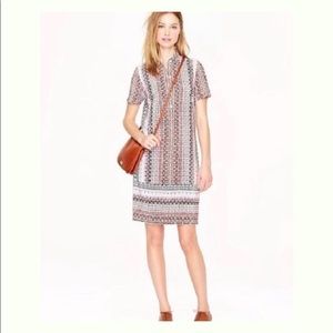 J Crew Geometric Print Silk Shirtdress